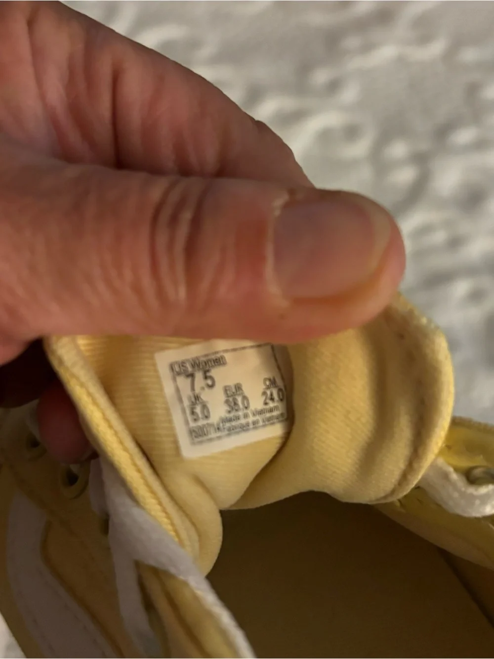 Vans Women's Yellow Canvas Sneakers with White Stripe 7.5